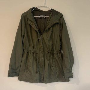 Army Green Singed Waist Jacket
